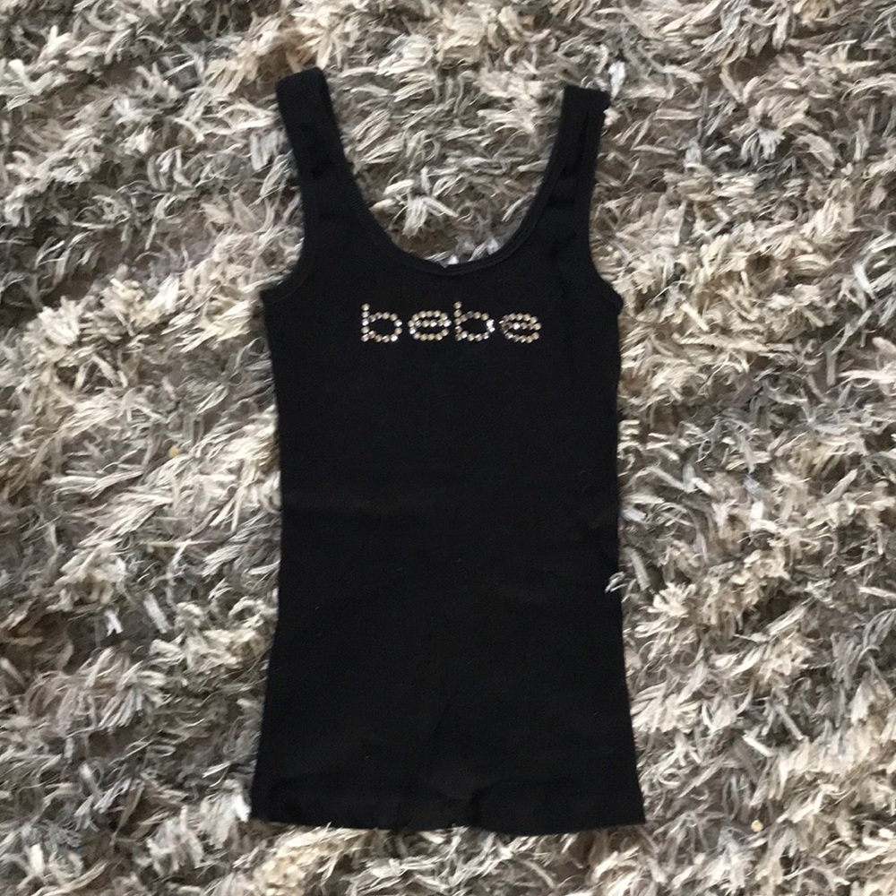 Bebe black ribbed tank top size small